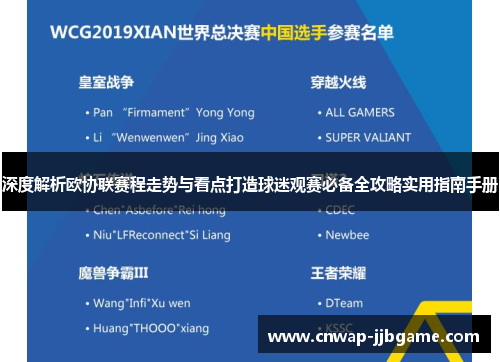 深度解析欧协联赛程走势与看点打造球迷观赛必备全攻略实用指南手册